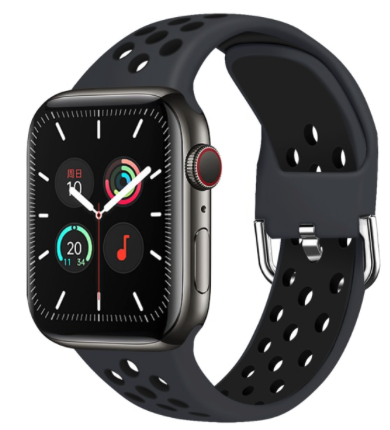 Silikon-Sportband mit Schnalle - Schwarz - Geeignet für Apple Watch 42mm / 44mm / 45mm / 46mm / 49mm