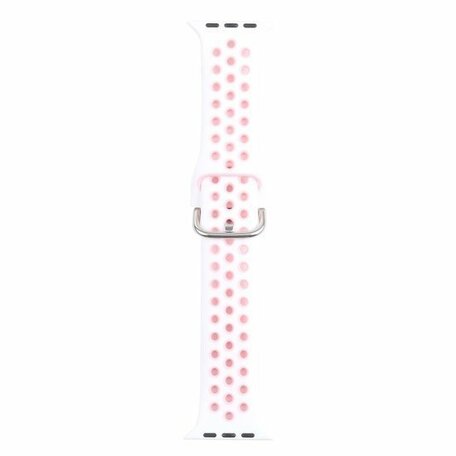 Silikon-Sportband mit Schnalle - Weiß + Pink - Geeignet für Apple Watch 42mm / 44mm / 45mm / 46mm / 49mm