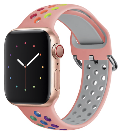 Silikon-Sportband mit Schnalle - Pink + Multicolour - Geeignet für Apple Watch 42mm / 44mm / 45mm / 46mm / 49mm