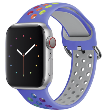 Silikon-Sportband mit Schnalle - Hellviolett + Multicolour - Passend für Apple Watch 42mm / 44mm / 45mm / 46mm / 49mm