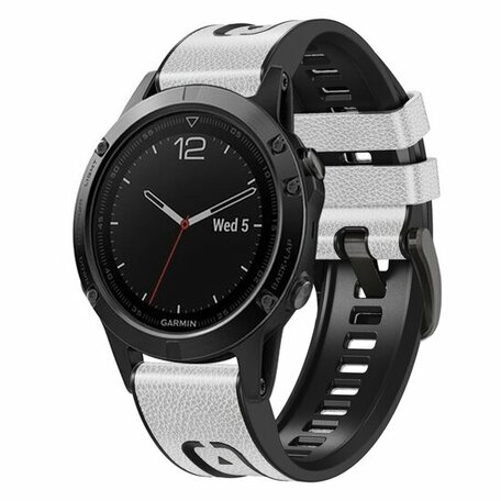 Leder + Silikonarmband - Weiß - Garmin Epix Pro Gen 2 (51mm) / Quatix 7X / 6X & Tactix 7 (pro)