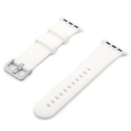 Gummi-Sportarmband mit Schnalle - Weiß - Geeignet für Apple Watch 38mm / 40mm / 41mm / 42mm