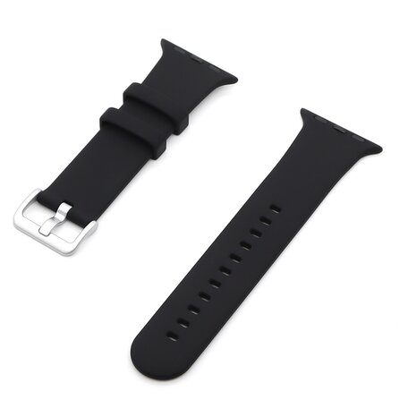 Gummi-Sportarmband mit Schnalle - Schwarz - Geeignet für Apple Watch 42mm / 44mm / 45mm / 46mm / 49mm