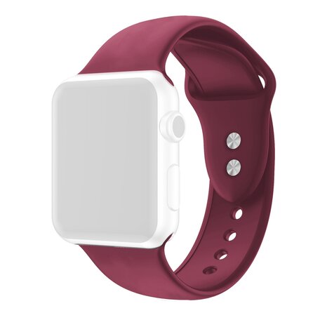 Silikon-Sportarmband - Bordeaux - Doppeldruckknopf-Verschluss - Passend für Apple Watch 38mm / 40mm / 41mm / 42mm