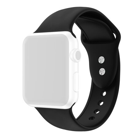 Silikon-Sportband - Schwarz - Doppeldruckknopf-Verschluss - Geeignet für Apple Watch 38mm / 40mm / 41mm