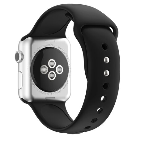 Silikon-Sportband - Schwarz - Doppeldruckknopf-Verschluss - Geeignet für Apple Watch 38mm / 40mm / 41mm / 42mm