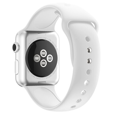 Silikon-Sportband - Weiß - Doppelter Druckknopfverschluss - Geeignet für Apple Watch 38mm / 40mm / 41mm