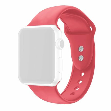 Silikon-Sportband - Korallenrot - Doppeldruckknopf-Verschluss - Passend für Apple Watch 42mm / 44mm / 45mm / 49mm