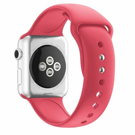 Silikon-Sportband - Korallenrot - Doppeldruckknopf-Verschluss - Passend für Apple Watch 42mm / 44mm / 45mm / 49mm