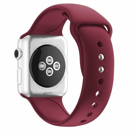 Silikon-Sportarmband - Bordeaux - Doppeldruckknopf-Verschluss - Passend für Apple Watch 42mm / 44mm / 45mm / 46mm / 49mm