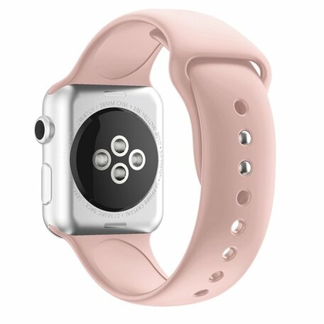 Silikon-Sportband - Weiches Rosa - Doppelter Druckknopf-Verschluss - Geeignet für Apple Watch 42mm / 44mm / 45mm / 46mm / 49mm