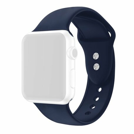 Silikon-Sportband - Dunkelblau - Doppeldruckknopf-Verschluss - Passend für Apple Watch 42mm / 44mm / 45mm / 46mm / 49mm