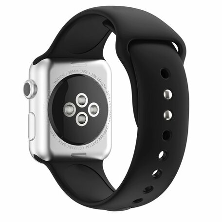 Silikon-Sportband - Schwarz - Doppeldruckknopf-Verschluss - Geeignet für Apple Watch 44mm / 45mm / 46mm / 49mm