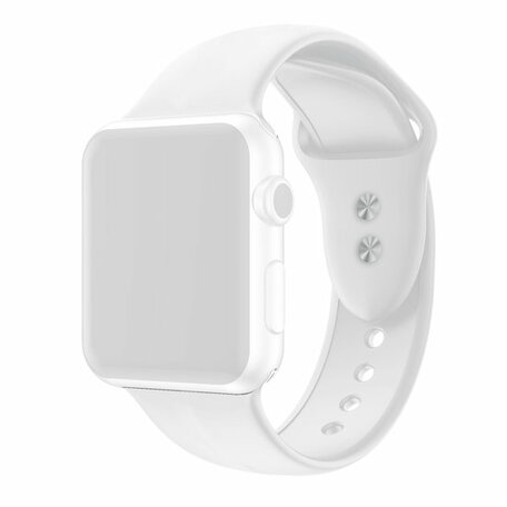 Silikon-Sportband - Weiß - Doppeldruckknopf-Verschluss - Geeignet für Apple Watch 42mm / 44mm / 45mm / 46mm / 49mm