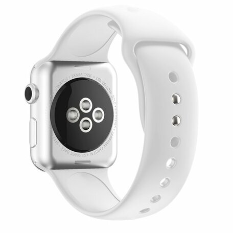 Silikon-Sportband - Weiß - Doppeldruckknopf-Verschluss - Geeignet für Apple Watch 42mm / 44mm / 45mm / 46mm / 49mm