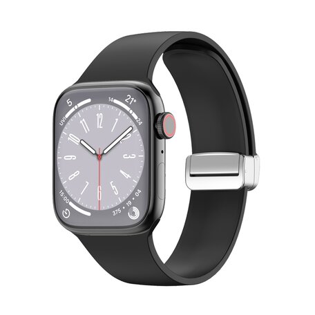 Silikonarmband - Faltschließe - Schwarz - Geeignet für Apple Watch 38mm / 40mm / 41mm / 42mm