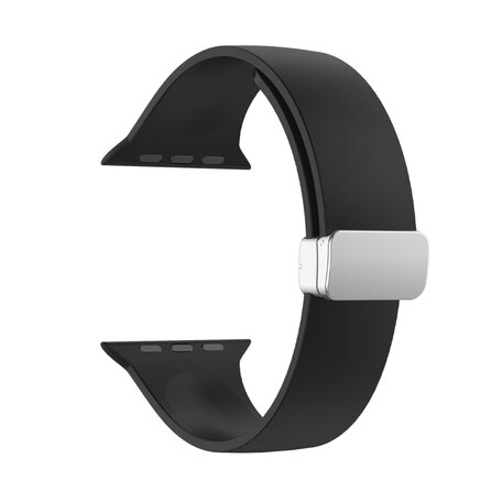 Silikonarmband - Faltschließe - Schwarz - Geeignet für Apple Watch 38mm / 40mm / 41mm / 42mm