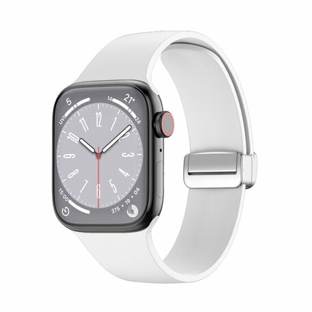 Silikonarmband - Faltschließe - Weiß - Geeignet für Apple Watch 42mm / 44mm / 45mm / 46mm / 49mm