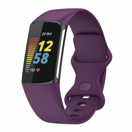 FitBit Charge 5 & 6 Sportband mit Doppelschlaufe - Dunkelviolett - Größe: S