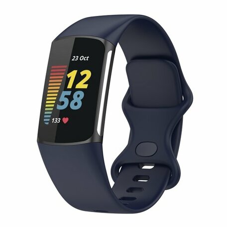 FitBit Charge 5 & 6 Sportband mit Doppelschlaufe - Dunkelblau - Größe: S