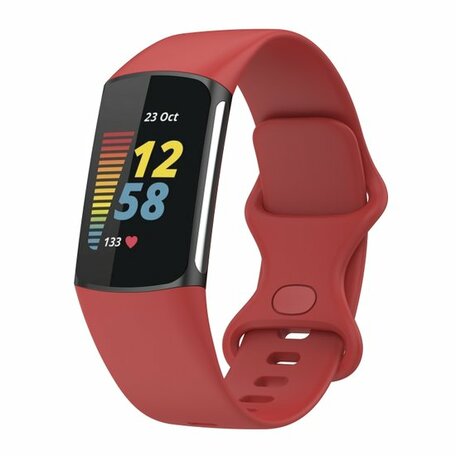 FitBit Charge 5 & 6 Sportband mit Doppelschlaufe - Rot - Größe: S