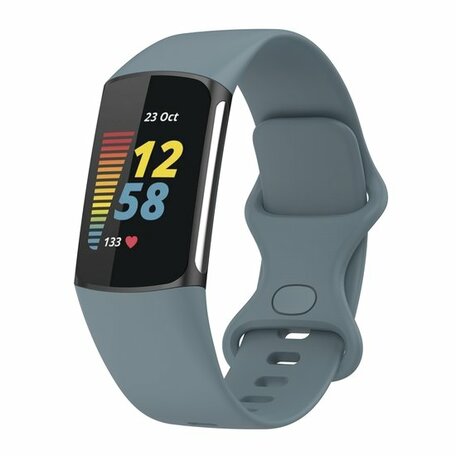 FitBit Charge 5 & 6 Sportband mit Doppelschlaufe - Stahlblau - Größe: S