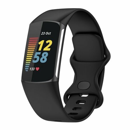 FitBit Charge 5 & 6 Sportband mit Doppelschlaufe - Schwarz - Größe: S