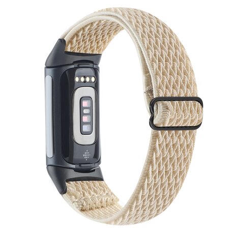 FitBit Charge 5 & 6 Elastisches Solo-Schleifen-Nylonband - Beige