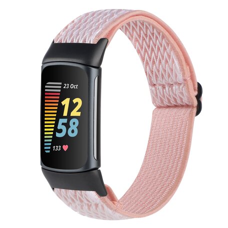 FitBit Charge 5 & 6 Elastisches Solo-Schleifen-Nylonband - Rosa