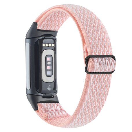 FitBit Charge 5 & 6 Elastisches Solo-Schleifen-Nylonband - Rosa