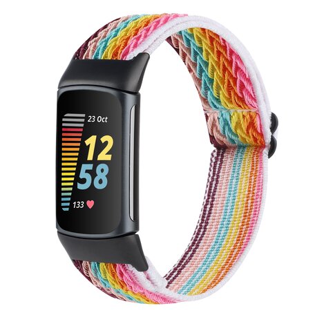 FitBit Charge 5 & 6 Elastisches Solo-Schleifen-Nylonband - Mehrfarbig