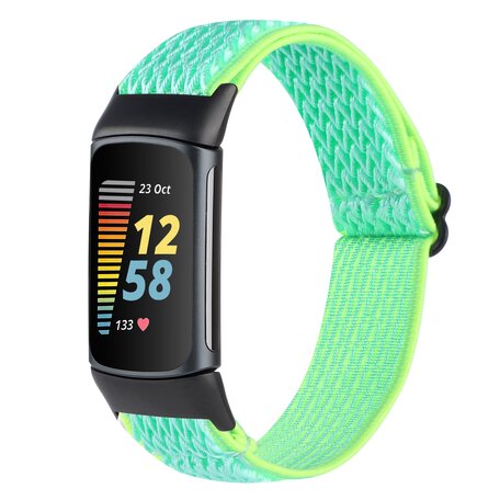 FitBit Charge 5 & 6 Elastisches Solo-Schleifen-Nylonband - Mintgrün