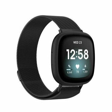 Fitbit Versa 3/4 & Sense 1/2 milanaise Armband - Small - Schwarz