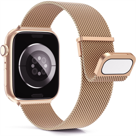 Milanaise Band - Champagner / Roségold - Extra starker Magnet - Geeignet für Apple Watch 38mm / 40mm / 41mm / 42mm