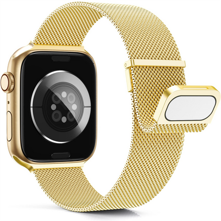 Milanaise Band - Gold - Extra starker Magnet - Geeignet für Apple Watch 38mm / 40mm / 41mm / 42mm