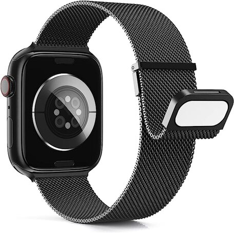 Milanaise Band - Schwarz - Extra starker Magnet - Geeignet für Apple Watch 38mm / 40mm / 41mm