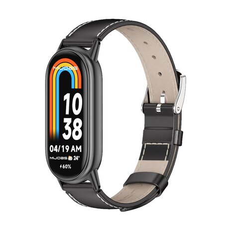 Echtes Lederband - Schwarz mit schwarzem Stecker - Xiaomi Smart band 8