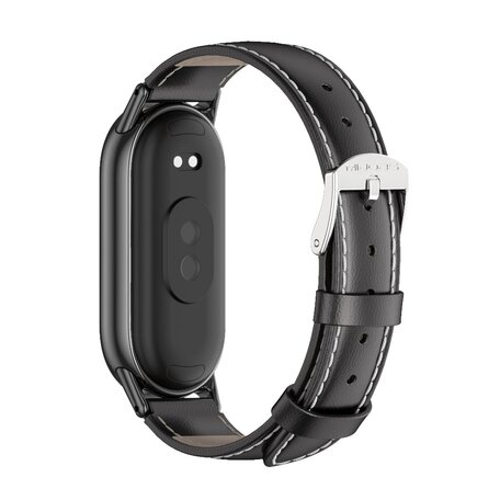 Echtes Lederband - Schwarz mit schwarzem Stecker - Xiaomi Smart band 8