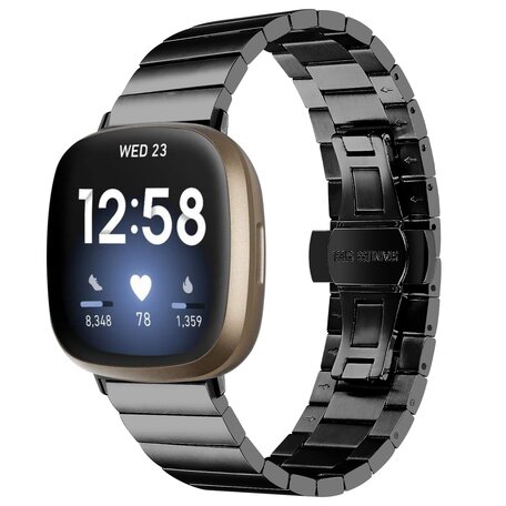 Fitbit Versa 3/4 & Sense 1/2 Metallgliederband - Schwarz