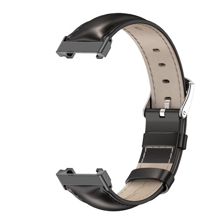 Echtes Lederband - Schwarz mit schwarzem Stecker - Xiaomi Smart band 7 Pro