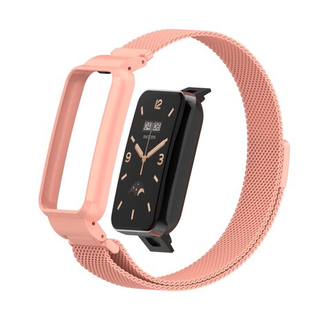 Milanaise Loop mit Hülle - Pink - Xiaomi Smart Band 7 Pro