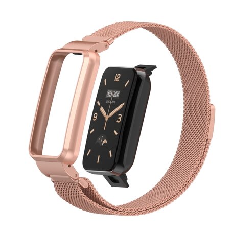 Milanaise Loop mit Hülle - Rose gold - Xiaomi Smart Band 7 Pro