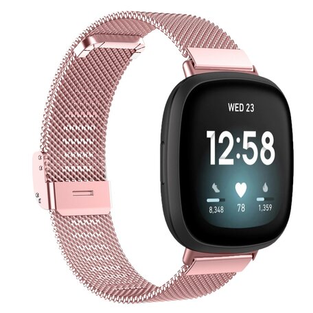 Fitbit Versa 3/4 & Sense 1/2 - Milanaise Armband mit Klemmverschluss - Roségold