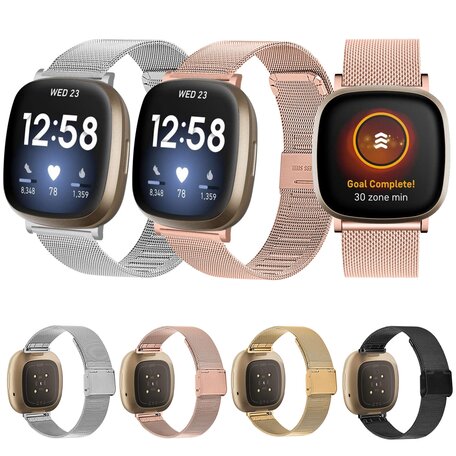 Fitbit Versa 3/4 & Sense 1/2 - Milanaise Armband mit Klemmverschluss - Roségold