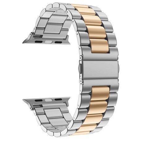 Stahlgliederarmband - Silber mit Roségold - Passend für Apple Watch 42mm / 44mm / 45mm / 49mm