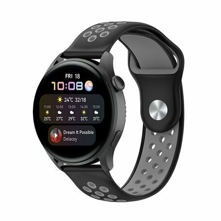 Sport Edition Silikonband - Schwarz + Grau - Huawei Watch GT 2 / GT 3 / GT 4 - 46mm