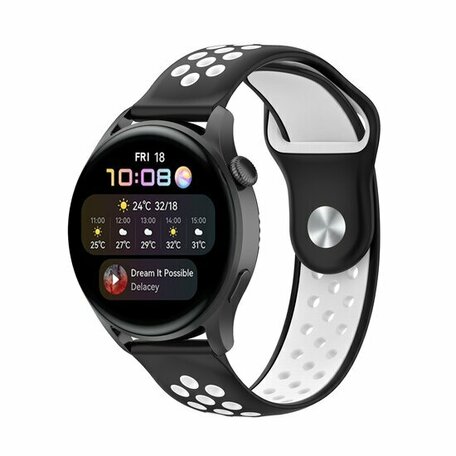 Sport Edition Silikonband - Schwarz + Weiß - Huawei Watch GT 2 / GT 3 / GT 4 - 46mm