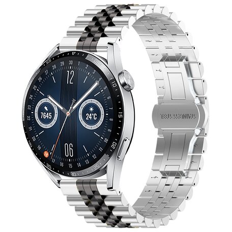 Stahlband - Silber / Schwarz - Huawei Watch GT 2 / GT 3 / GT 4 - 46mm