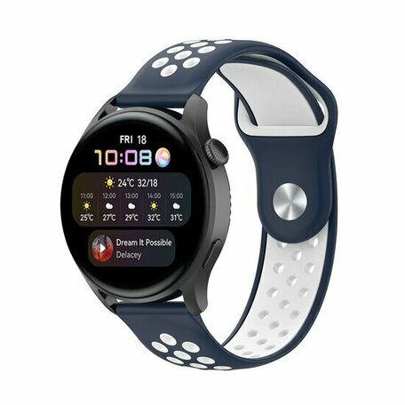 Sport Edition Silikonband - Dunkelblau + Weiß - Huawei Watch GT 2 / GT 3 / GT 4 - 46mm