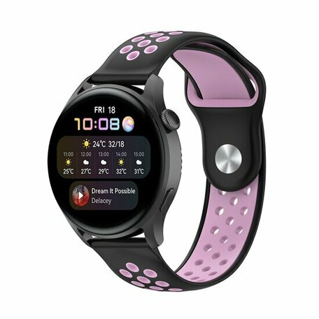 Sport Edition Silikonband - Schwarz + Rosa - Huawei Watch GT 2 Pro / GT 3 Pro - 46mm